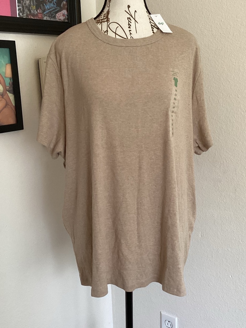 Woman’s dip Relaxed Fit Short-Sleeve Tee in Light Beige 3X NWT